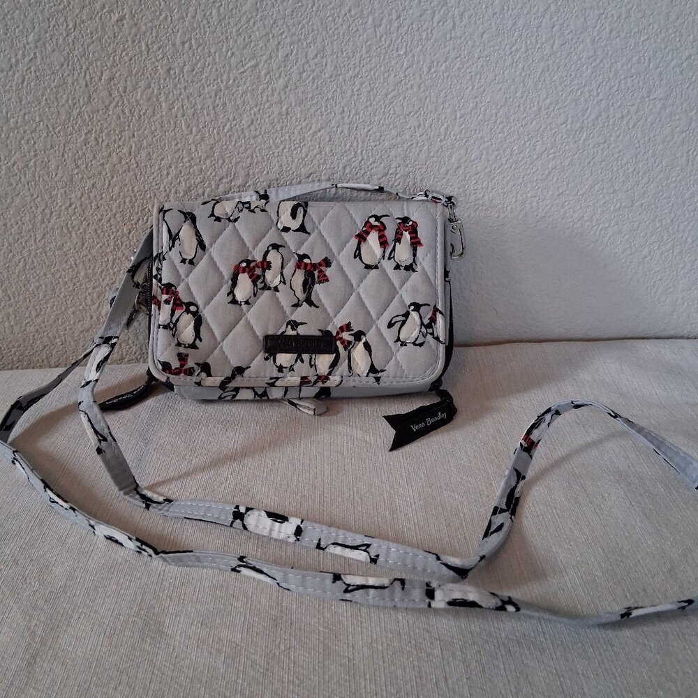 Vera Bradley Gray Crossbody Bag with Penguin Print
